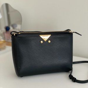 EMPORIO ARMANI Black Leather Crossbody Bag